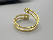 Gold 925 Sterling Silver Safety Pin Ring, Wrap Ring, handmade jewelry, Statement Ring, Unique Ring, Paperclip Ring, Adjustable, Bypass ring