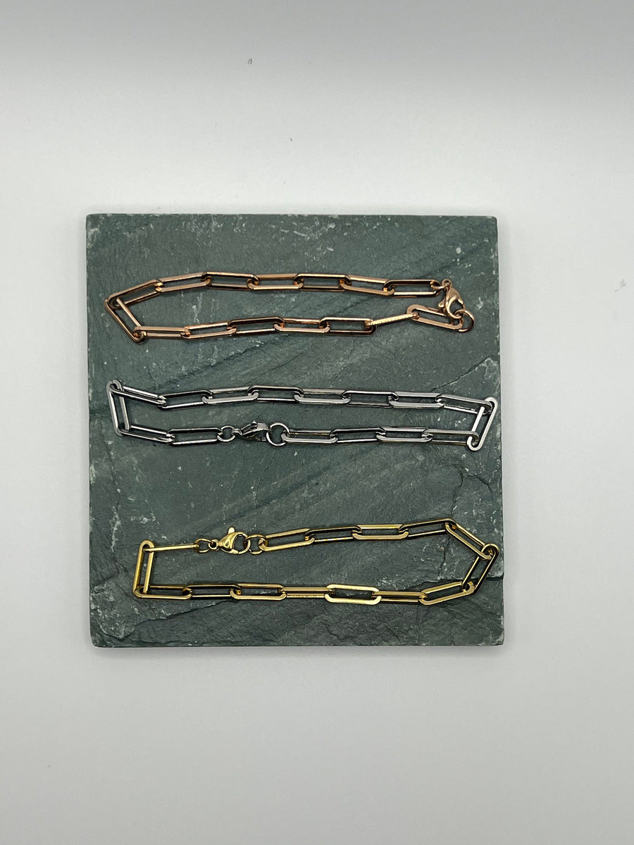 Paperclip Bracelet, Silver, Gold, Rose Gold, Medium Link, 14k Gold Filled,  Girlfriend, Mom Gift, Stacking Bracelet