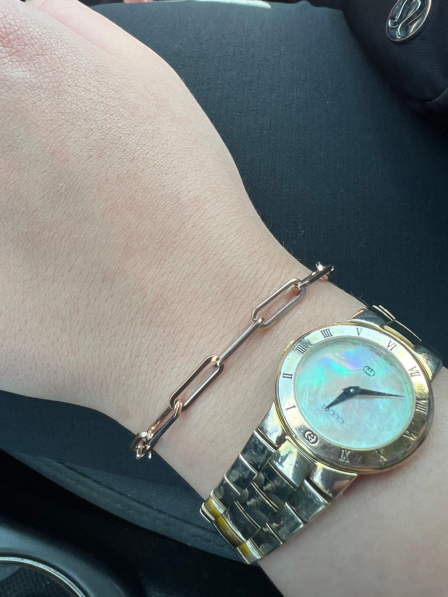 Paperclip Bracelet, Silver, Gold, Rose Gold, Medium Link, 14k Gold Filled,  Girlfriend, Mom Gift, Stacking Bracelet