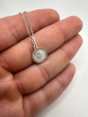 Italy Sterling Silver Saint Christopher necklace charm pendant christian jewelry charm pendant with 925 sterling silver chain