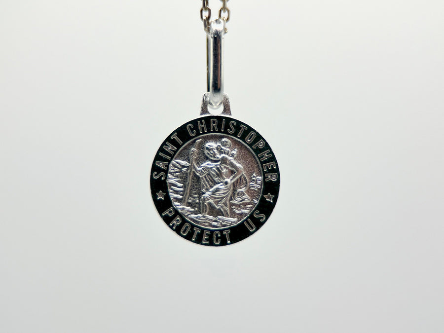 Italy Sterling Silver Saint Christopher necklace charm pendant christian jewelry charm pendant with 925 sterling silver chain