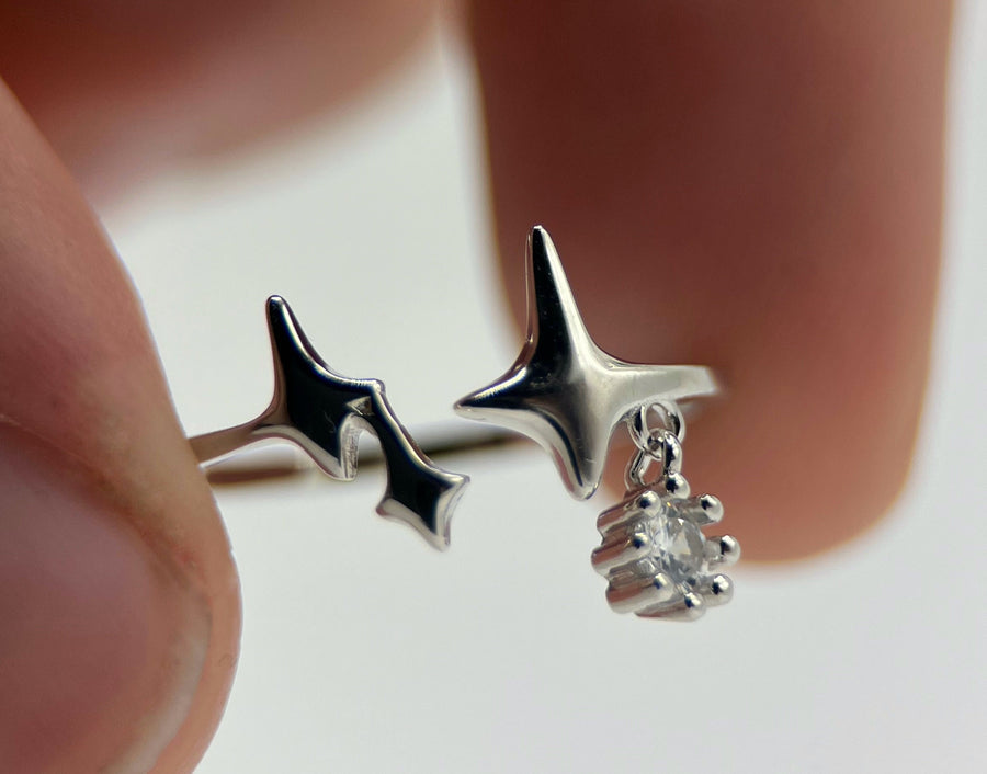 925 Korean Three Star Ring • Celestial cluster ring • Dainty ring • adjustable ring • Triple Stars ring • Gold Star Ring • Silver Star ring