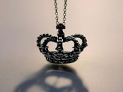 Vintage style Sterling Silver Crown Pendant Necklace