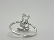 Cat Ring • CZ Diamond Silver Ring • Tiny Cat Ring • Kitten Ring • Cat Jewelry • Adjustable Ring • Cat Lover Gift • Animal Ring •Minimal Ring