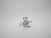 Cat Ring • CZ Diamond Silver Ring • Tiny Cat Ring • Kitten Ring • Cat Jewelry • Adjustable Ring • Cat Lover Gift • Animal Ring •Minimal Ring