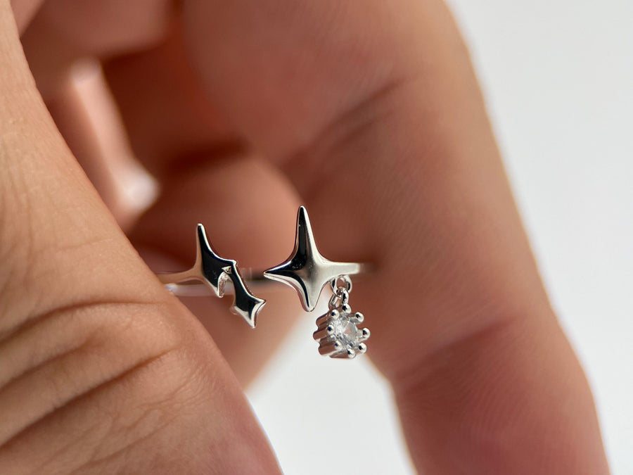 925 Korean Three Star Ring • Celestial cluster ring • Dainty ring • adjustable ring • Triple Stars ring • Gold Star Ring • Silver Star ring