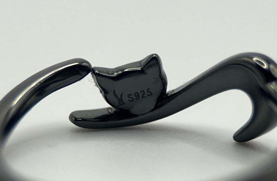 Black Cat Ring • Cat Silver Ring • Tiny Cat Ring • Kitten Ring • Cat Jewelry • Adjustable Ring • Cat Lover Gift • Animal Ring •Minimal Ring