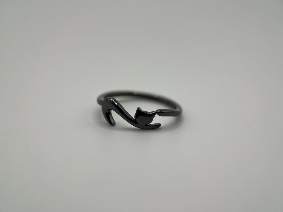 Black Cat Ring • Cat Silver Ring • Tiny Cat Ring • Kitten Ring • Cat Jewelry • Adjustable Ring • Cat Lover Gift • Animal Ring •Minimal Ring