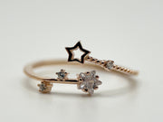 925 Rose Gold Stars Ring, Wrap Ring, handmade jewelry, Statement Ring, Unique Ring, Paperclip Ring, Open Adjustable, Bypass ring