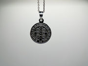 925 sterling silver Saint Benedict, 16mm Pendant, Necklace, Christian Jewelry, / Cadena o dije de San Benito en 925 Plata