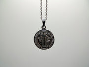 925 sterling silver Saint Benedict, 16mm Pendant, Necklace, Christian Jewelry, / Cadena o dije de San Benito en 925 Plata