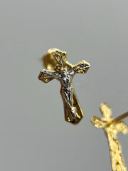14K gold Cross Stud Earring - Detailed Gold Cross Earrings - Christmas Gift - Minimalist Cross Earrings - Christian Gift - Gift for Her