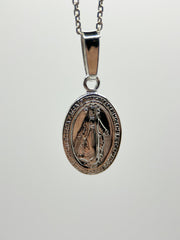 925 Silver Tiny Mary Pendant Virgin Mary Necklace Saint Mary Medal Sterling Silver Necklace Protector Pendant For Men Gift For Man