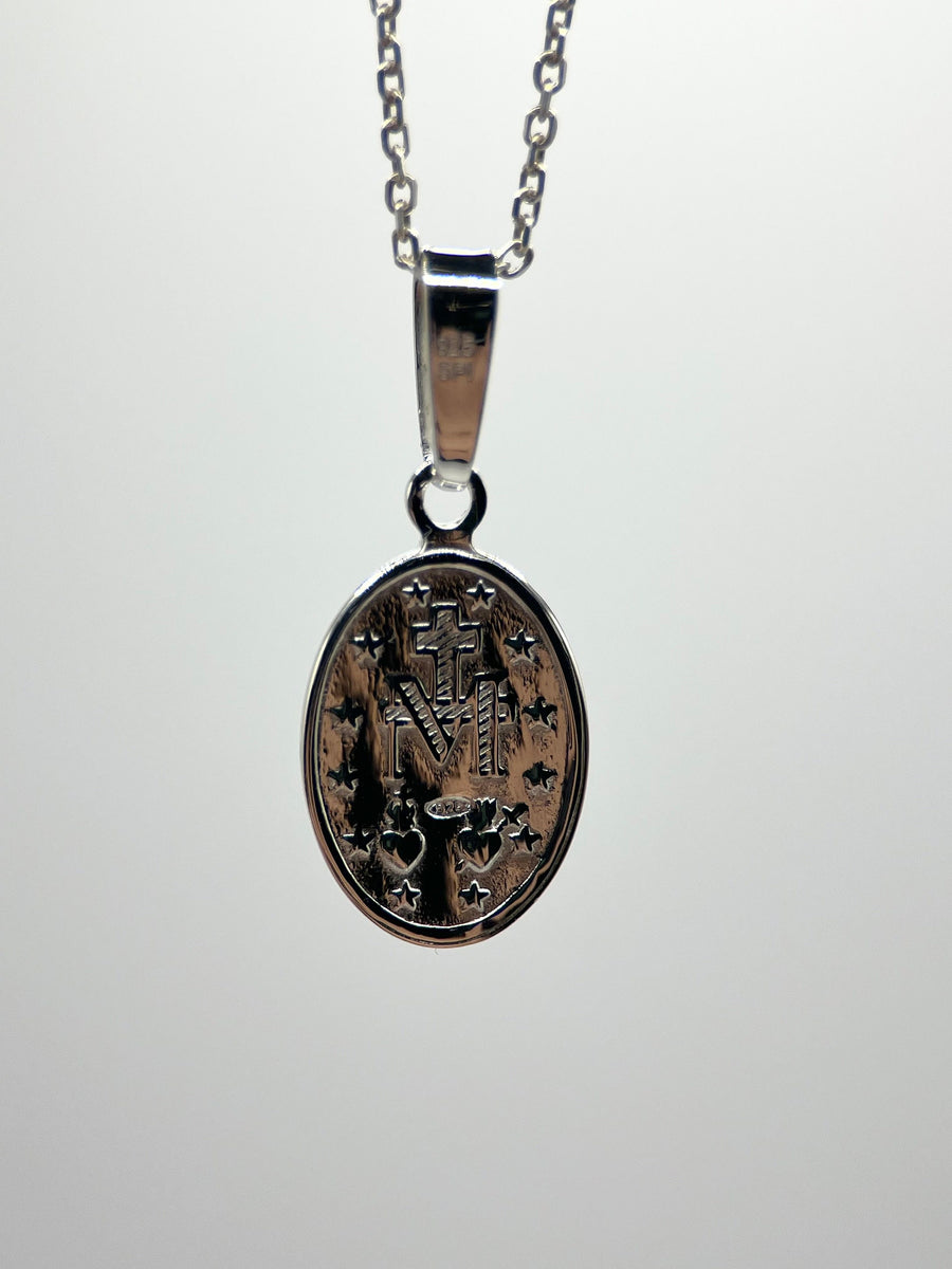 925 Silver Mary Pendant Virgin Mary Necklace Saint Mary Medal Sterling Silver Necklace Protector Pendant For Men Gift For Man