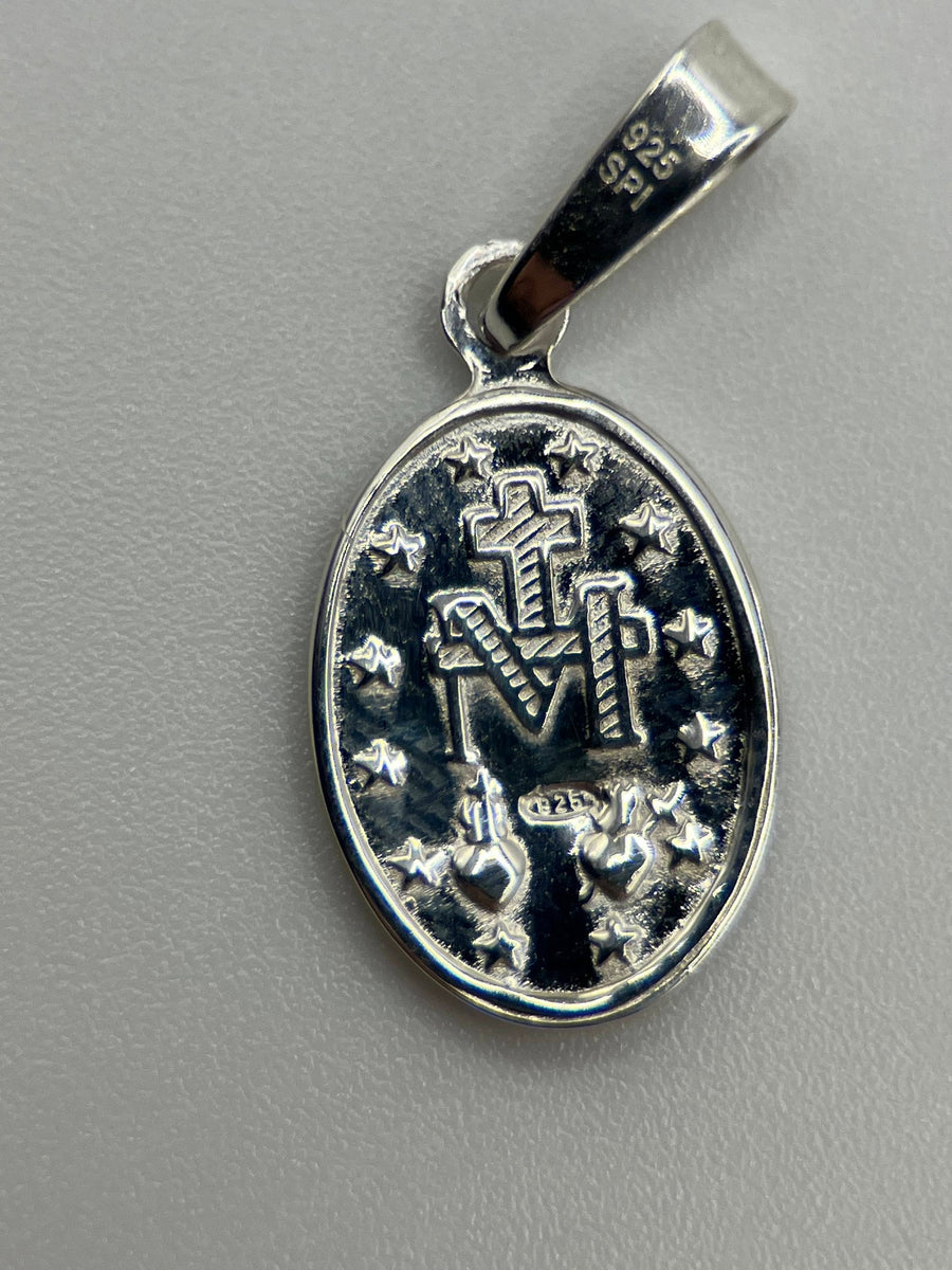 925 Silver Mary Pendant Virgin Mary Necklace Saint Mary Medal Sterling Silver Necklace Protector Pendant For Men Gift For Man Rope chain