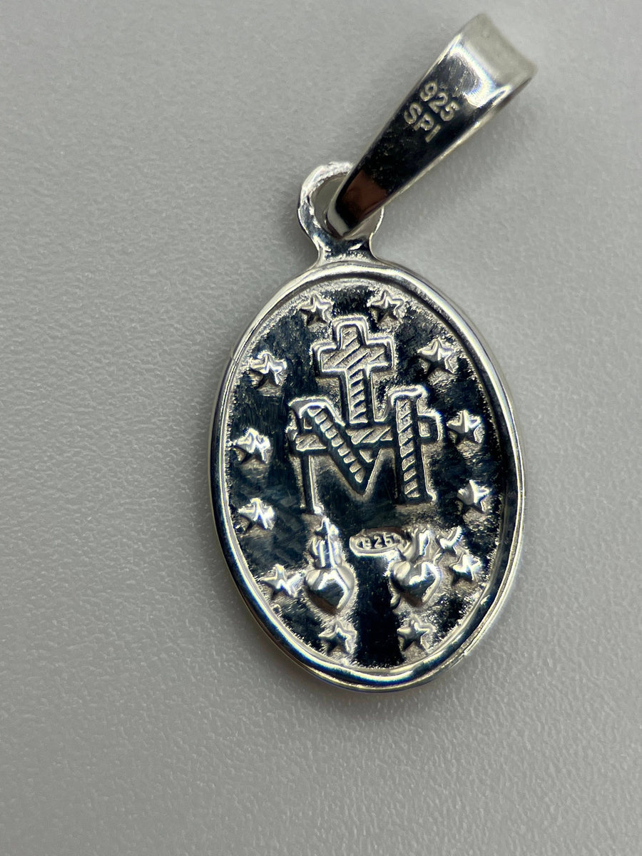 925 Silver Tiny Mary Pendant Virgin Mary Necklace Saint Mary Medal Sterling Silver Necklace Protector Pendant For Men Gift For Man