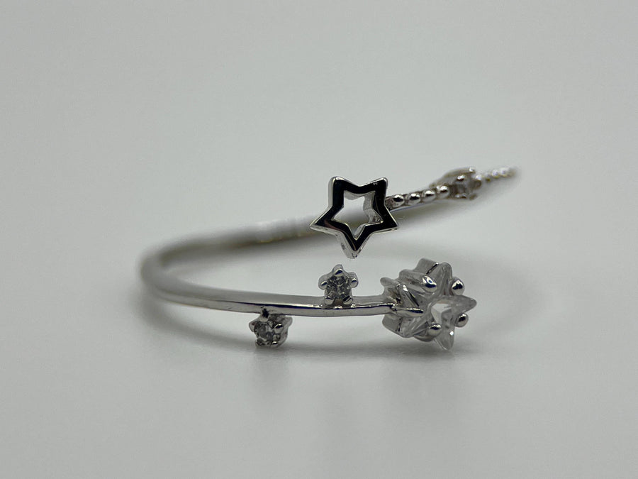 925 Sterling Silver Stars Ring, Wrap Ring, handmade jewelry, Statement Ring, Unique Ring, Paperclip Ring, Open Adjustable, Bypass ring