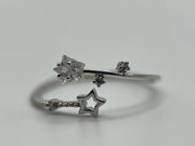 925 Sterling Silver Stars Ring, Wrap Ring, handmade jewelry, Statement Ring, Unique Ring, Paperclip Ring, Open Adjustable, Bypass ring