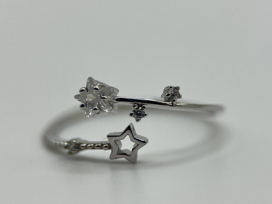 925 Sterling Silver Stars Ring, Wrap Ring, handmade jewelry, Statement Ring, Unique Ring, Paperclip Ring, Open Adjustable, Bypass ring