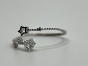 925 Sterling Silver Stars Ring, Wrap Ring, handmade jewelry, Statement Ring, Unique Ring, Paperclip Ring, Open Adjustable, Bypass ring