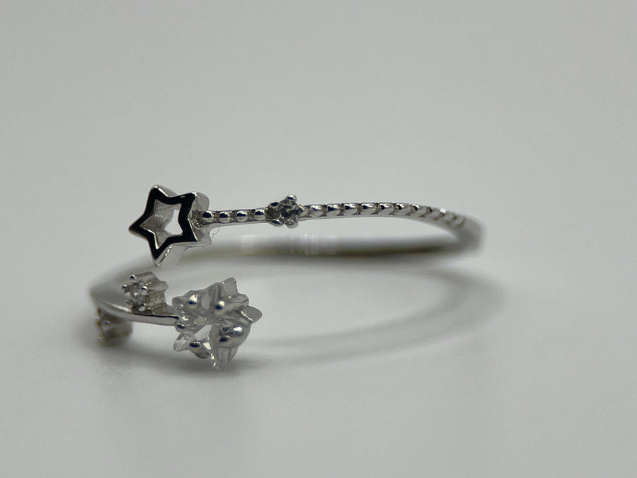 925 Sterling Silver Stars Ring, Wrap Ring, handmade jewelry, Statement Ring, Unique Ring, Paperclip Ring, Open Adjustable, Bypass ring