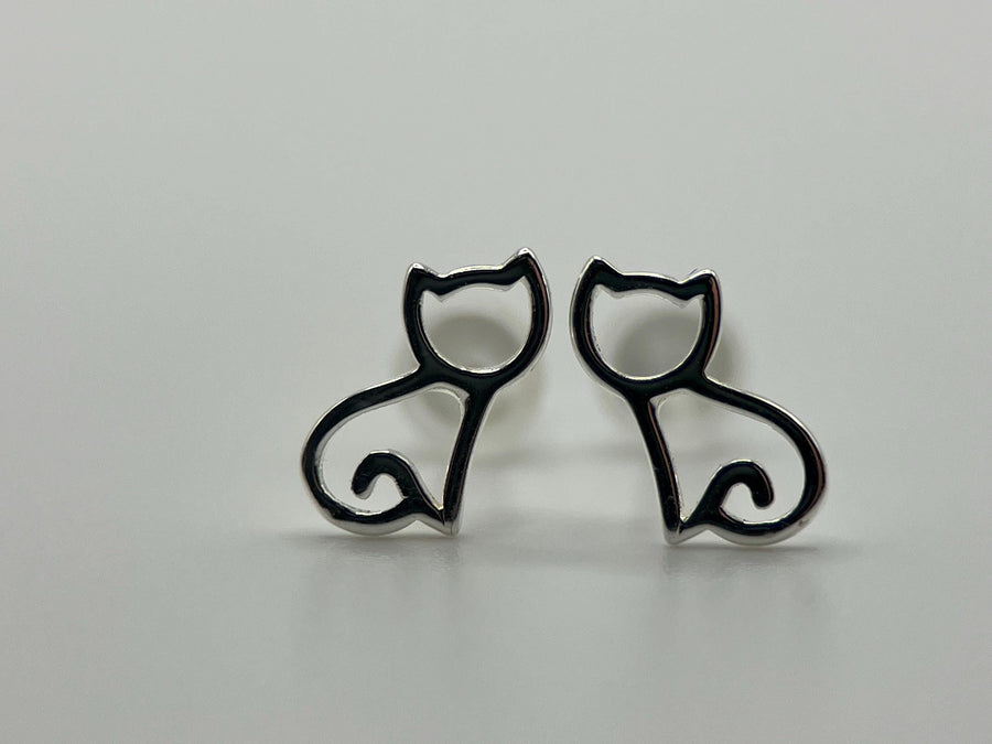 Cute Cat Stud Earrings | Pure 925 Sterling Silver Earrings | Minimalist Earrings | Gift for Her