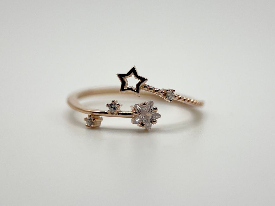 925 Rose Gold Stars Ring, Wrap Ring, handmade jewelry, Statement Ring, Unique Ring, Paperclip Ring, Open Adjustable, Bypass ring
