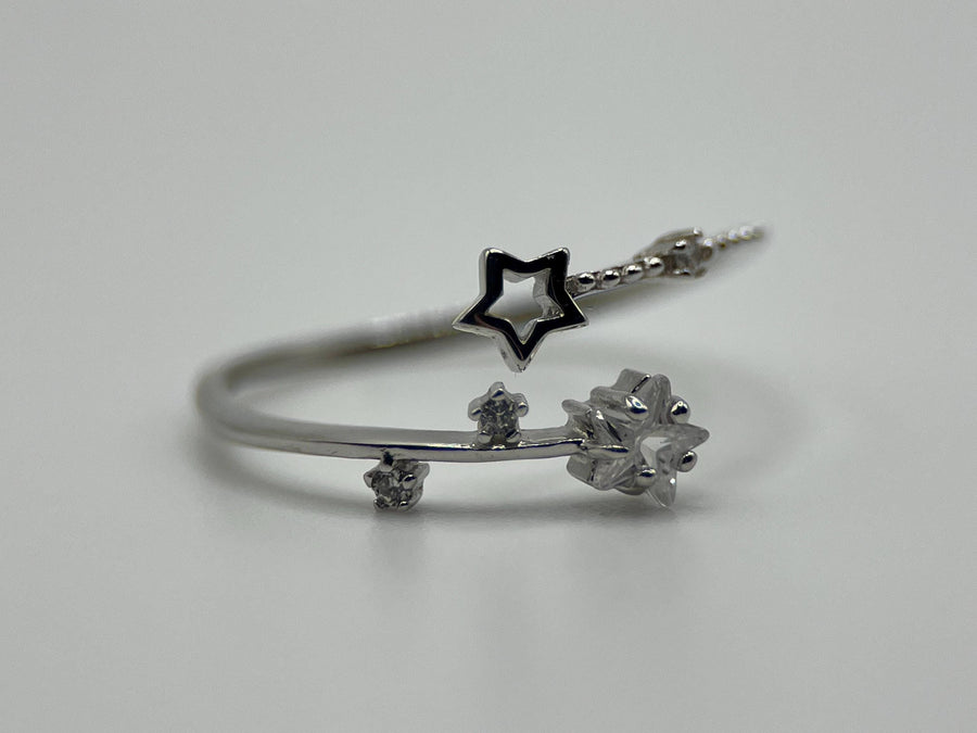 925 Sterling Silver Stars Ring, Wrap Ring, handmade jewelry, Statement Ring, Unique Ring, Paperclip Ring, Open Adjustable, Bypass ring