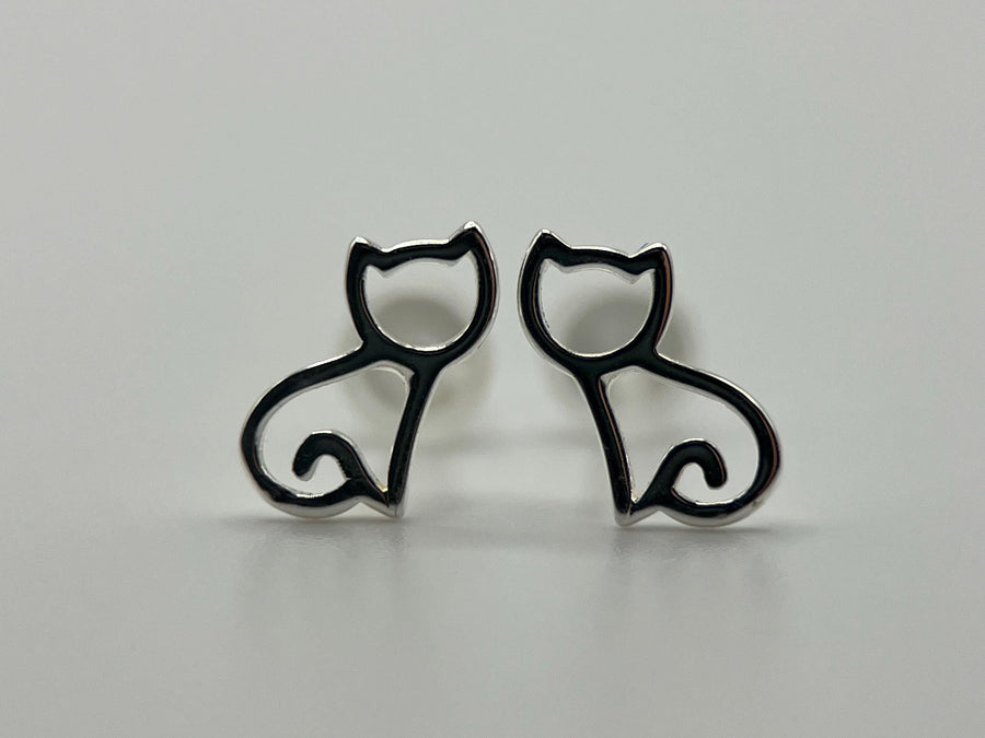 Cute Cat Stud Earrings | Pure 925 Sterling Silver Earrings | Minimalist Earrings | Gift for Her