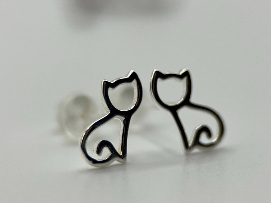 Cute Cat Stud Earrings | Pure 925 Sterling Silver Earrings | Minimalist Earrings | Gift for Her