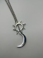 Silver Sun Necklace - Boho Necklace - Boho Necklace for Women - Sun Choker - Sunlight Layer Necklace - Minimalist Dainty Pendant Necklace