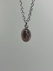 925 Silver Tiny Mary Pendant Virgin Mary Necklace Saint Mary Medal Sterling Silver Necklace Protector Pendant For Men Gift For Man