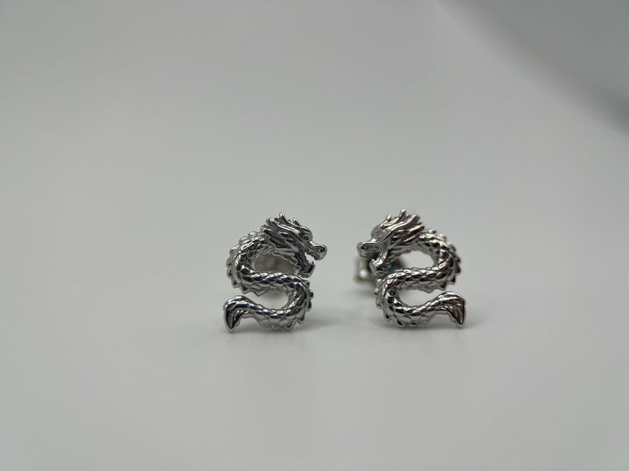 Dragon Stud Earrings in 925 Sterling Silver, Nature Inspired Animal Earrings