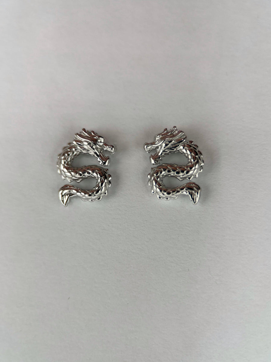 Dragon Stud Earrings in 925 Sterling Silver, Nature Inspired Animal Earrings