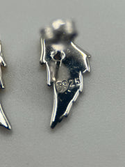 Two-Tone Angel Wings Stud Earrings in 925 Sterling Silver, Feather Earrings, Silver Wing Earrings