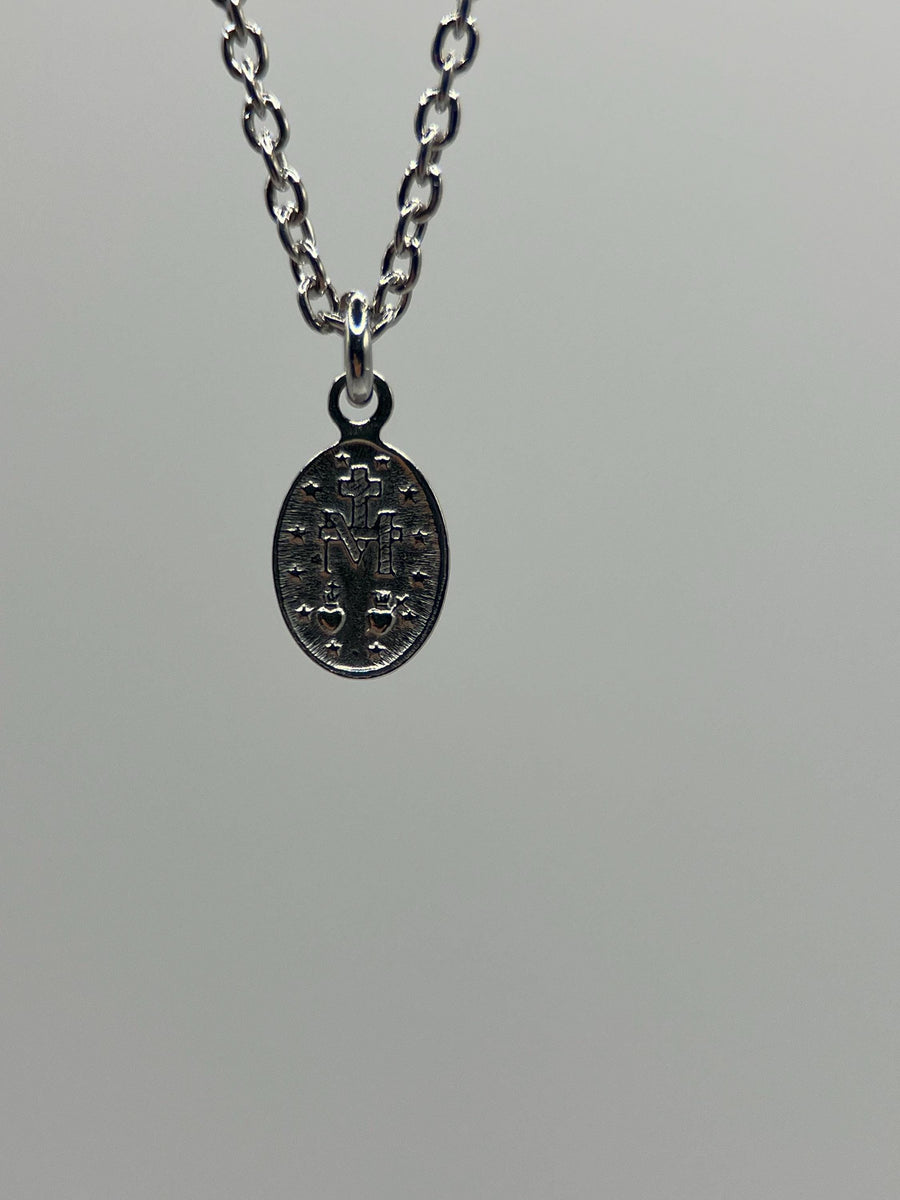925 Silver Tiny Mary Pendant Virgin Mary Necklace Saint Mary Medal Sterling Silver Necklace Protector Pendant For Men Gift For Man