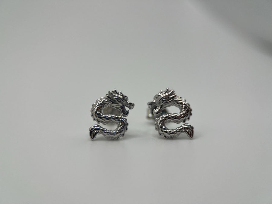 Dragon Stud Earrings in 925 Sterling Silver, Nature Inspired Animal Earrings